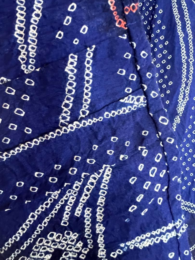 有松鳴海絞り浴衣(裄70) 青紺杜若柄