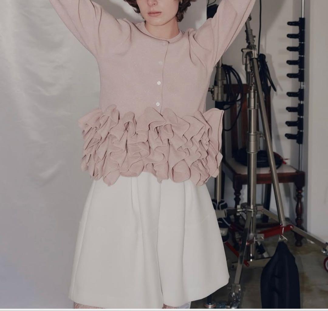 クラウドシープボアベスト　ブラック　スワンカーディガン　ピンク