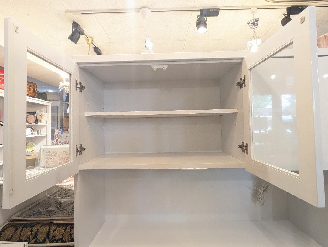 【大容量】 近藤産業 食器棚 ホワイト 幅120㎝ キッチンボード レンジボード