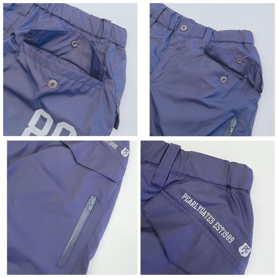 パーリーゲイツ ロングパンツ 0/S 裏起毛 ネイビー　バックロゴ　レディース