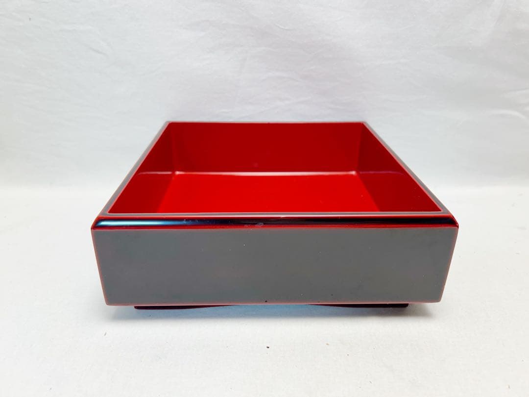 ほぼ未使用 懐石道具 木製溜塗 三段重 内朱 元箱