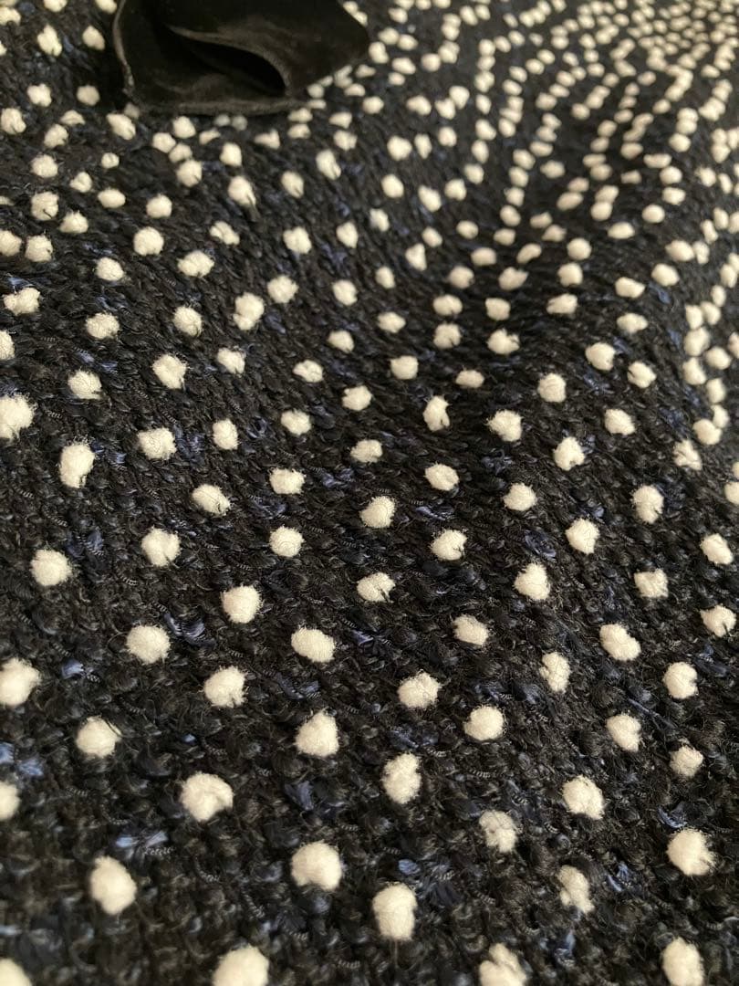 未使用 エムズグレイシー 40 立体ドット ポンポン ツイードワンピース 白黒