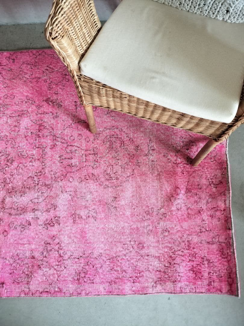 【よし乃】レア/キャンディピンクのヴィンテージトルコラグ　No.663