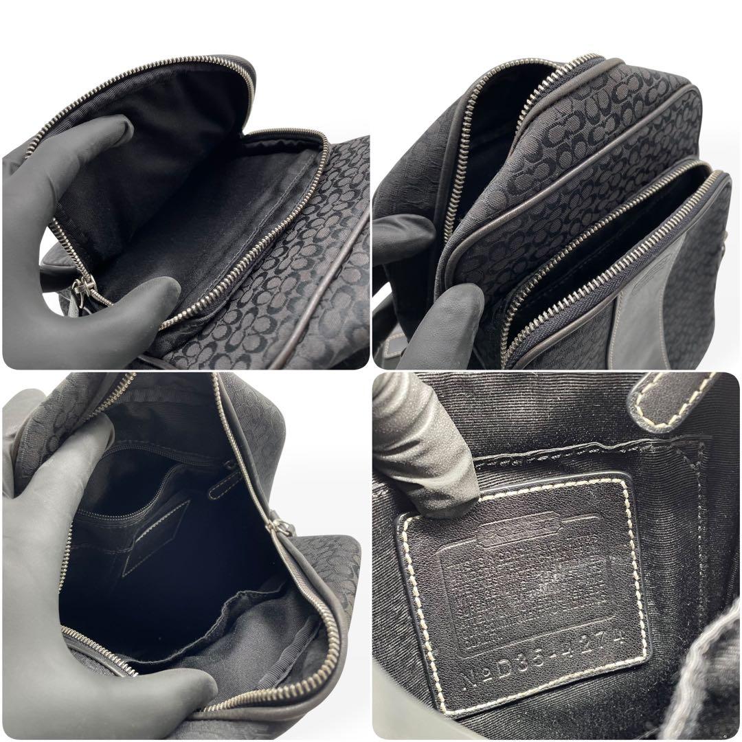 極美品　COACH コーチ　ショルダーバッグ　ミニシグネチャー　男女兼用　黒