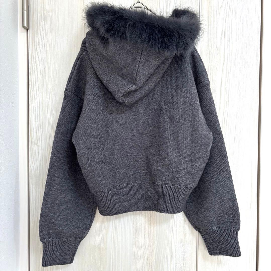 RANDA ランダ 2WAYフェイクファーニットパーカー グレー