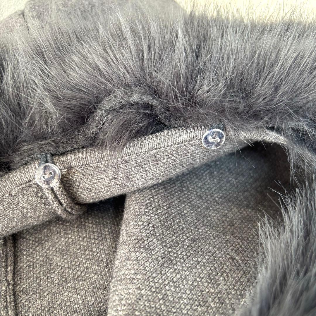 RANDA ランダ 2WAYフェイクファーニットパーカー グレー