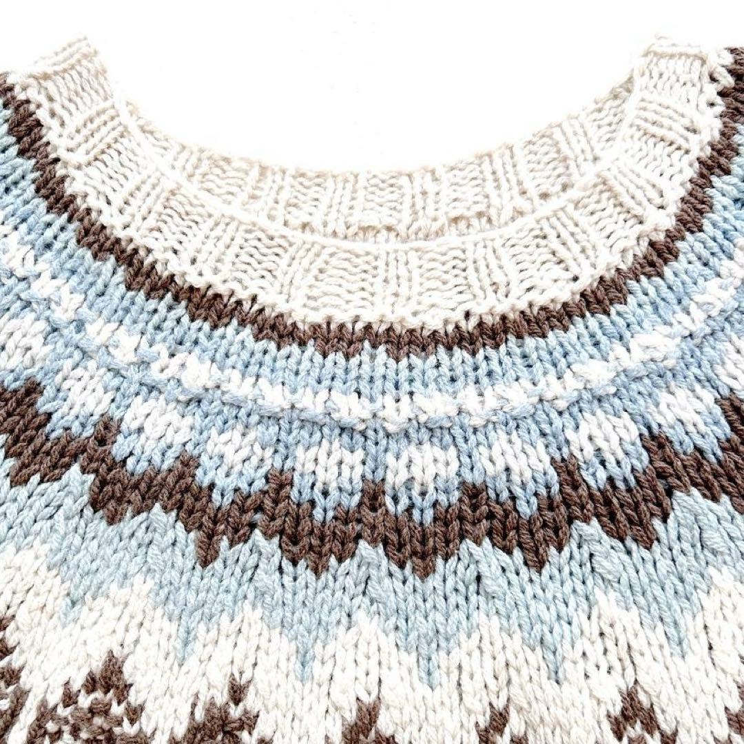 【サボテン様】エリべフェアアイルニットノルディックニットハンドニットメリノウール