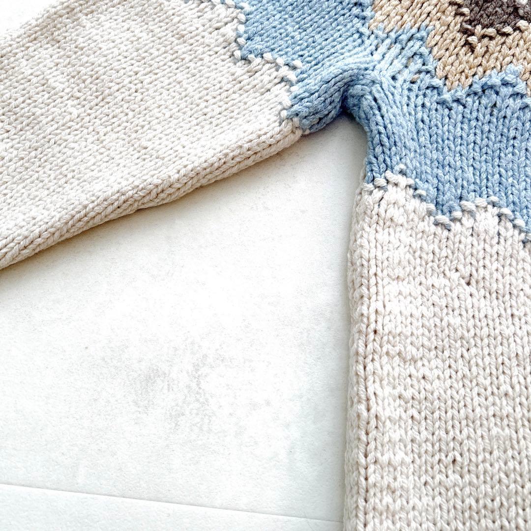 【サボテン様】エリべフェアアイルニットノルディックニットハンドニットメリノウール