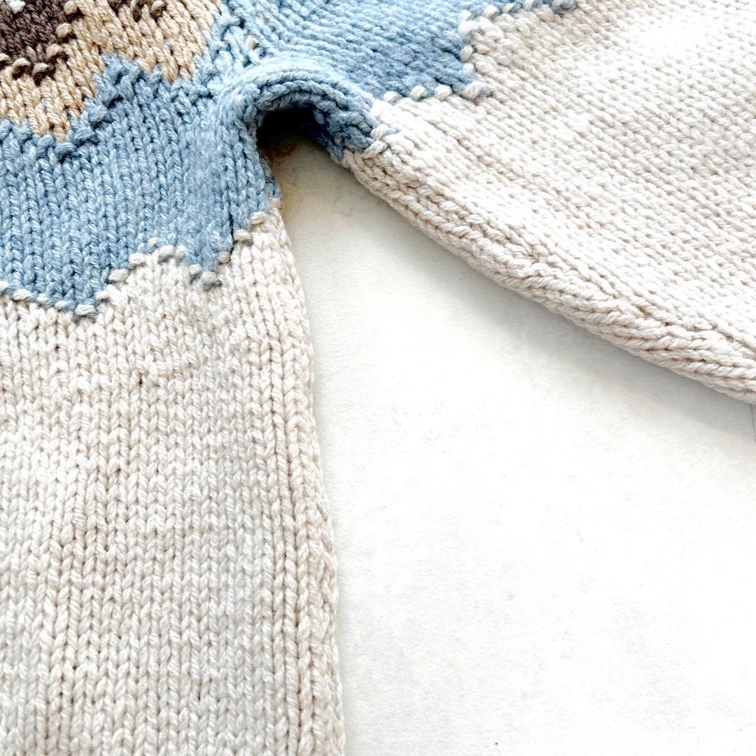 【サボテン様】エリべフェアアイルニットノルディックニットハンドニットメリノウール