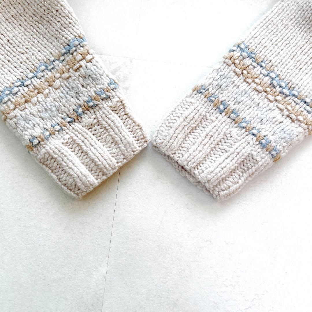 【サボテン様】エリべフェアアイルニットノルディックニットハンドニットメリノウール