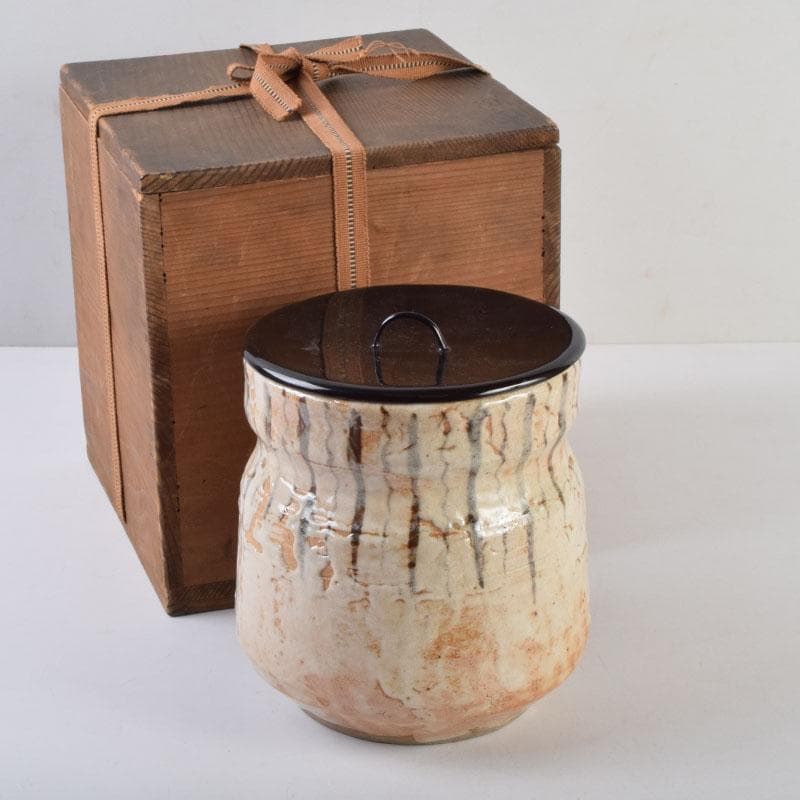 茶道具　志野焼　瀬戸　陶三郎作　水指　共箱　C　8731