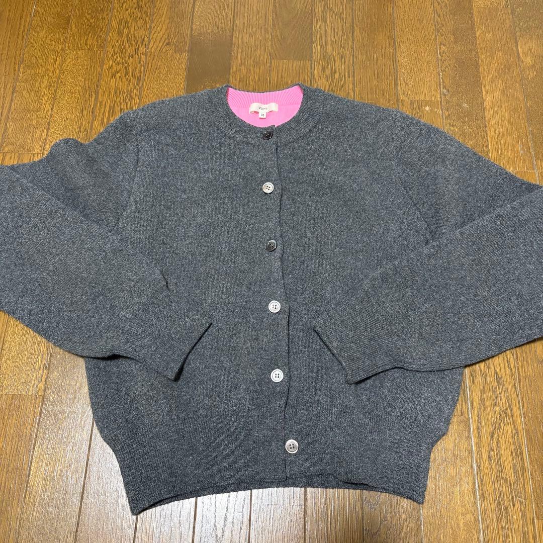 yori バイカラーカーディガン　グレー　36