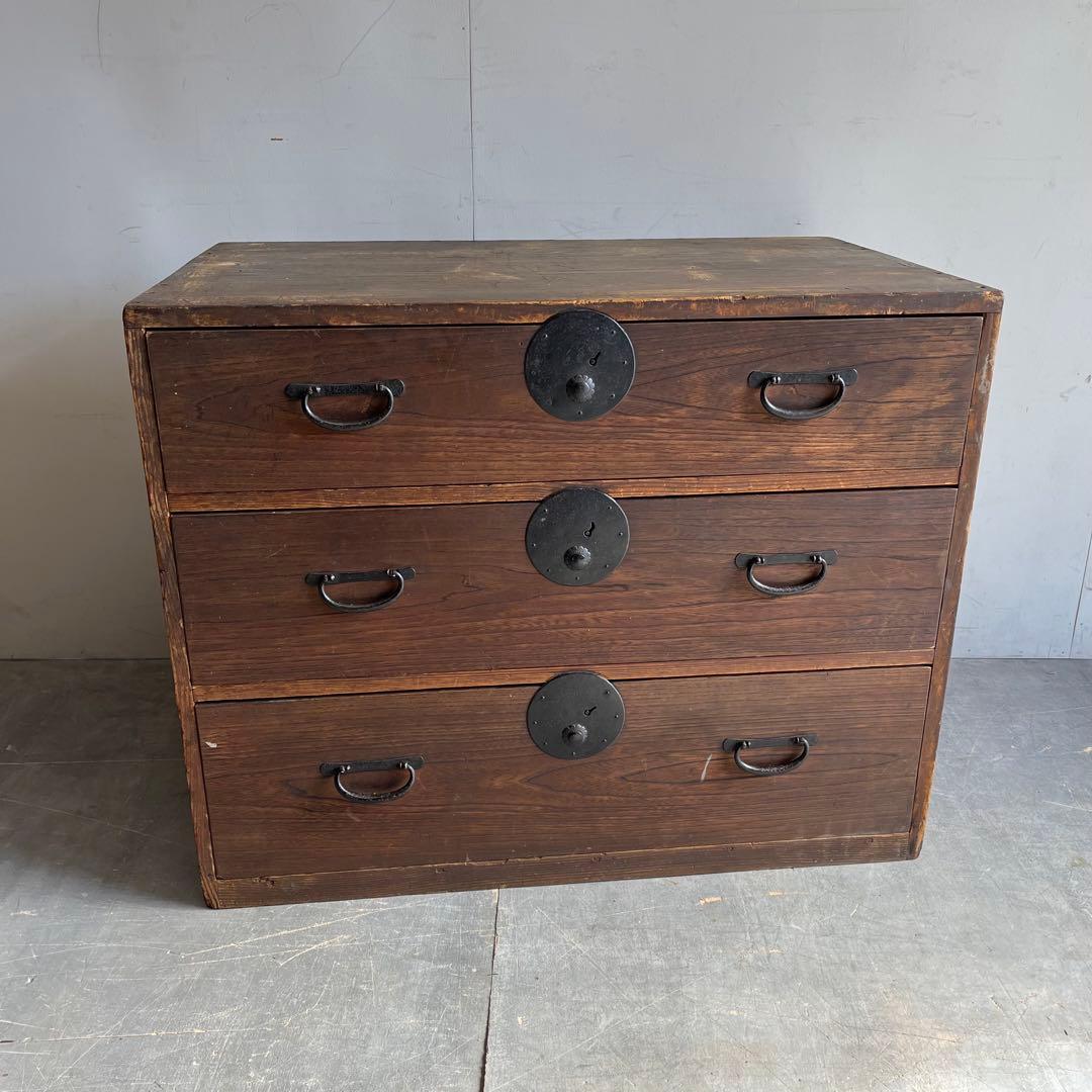 アンティーク チェスト 箪笥 テレビ台 無垢材 シャビー 昭和レトロ