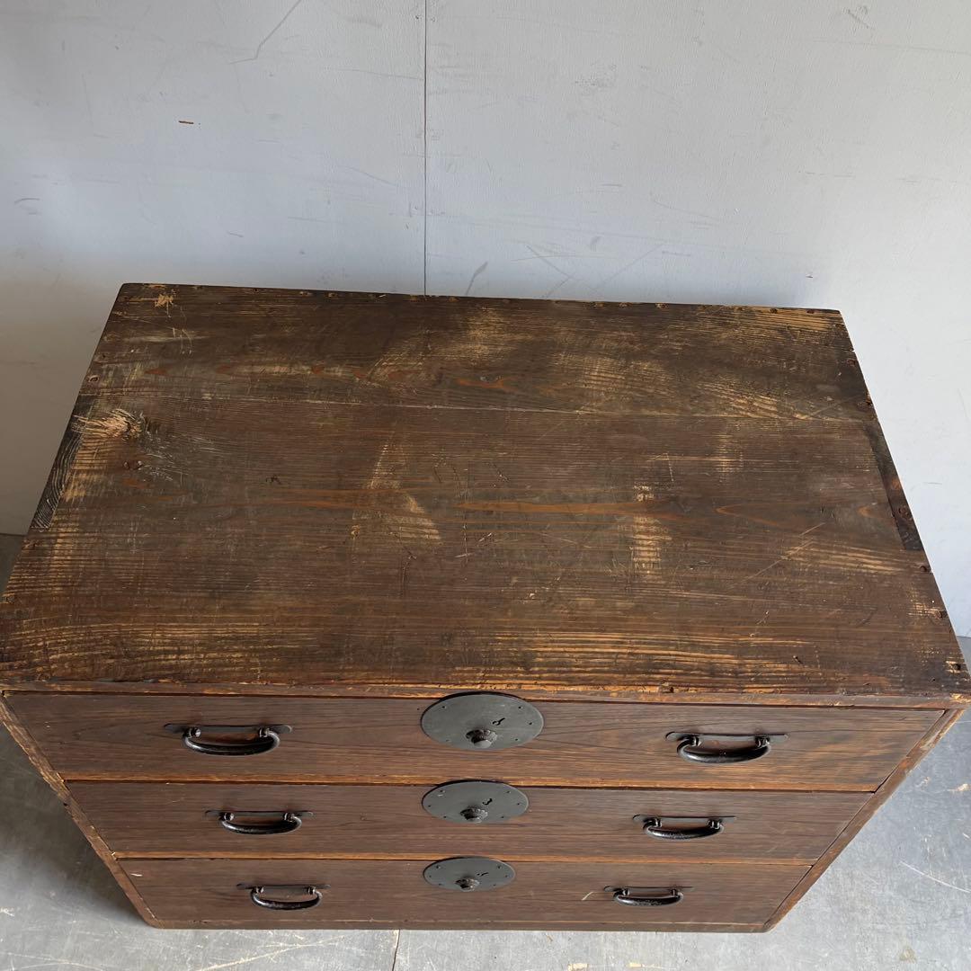 アンティーク チェスト 箪笥 テレビ台 無垢材 シャビー 昭和レトロ