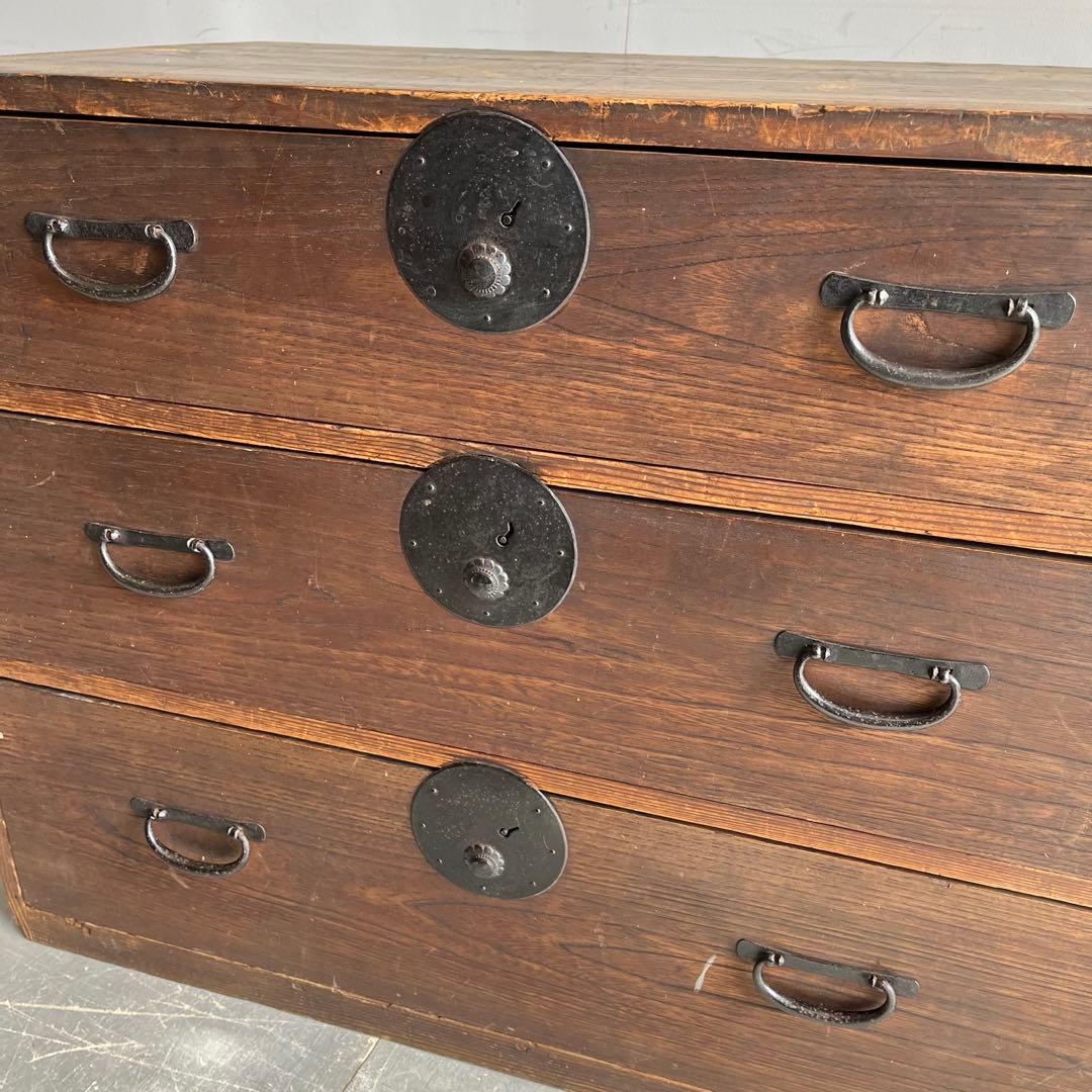 アンティーク チェスト 箪笥 テレビ台 無垢材 シャビー 昭和レトロ