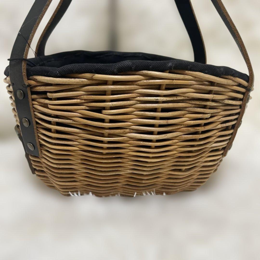 エバゴス　かごバッグ　カゴバッグ　ファー　レザー　被せ布　ナチュラル　バスケット