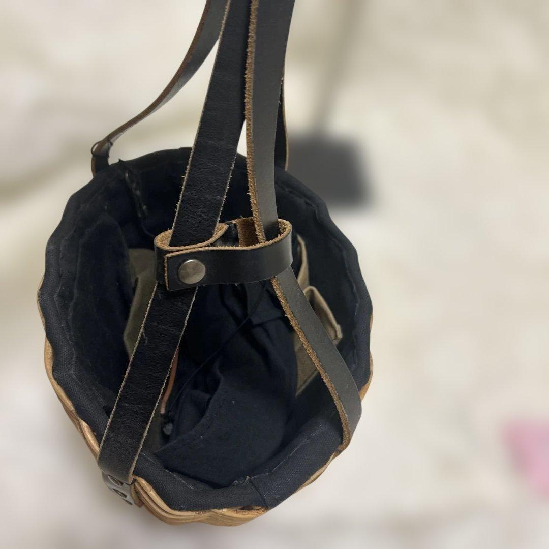 エバゴス　かごバッグ　カゴバッグ　ファー　レザー　被せ布　ナチュラル　バスケット