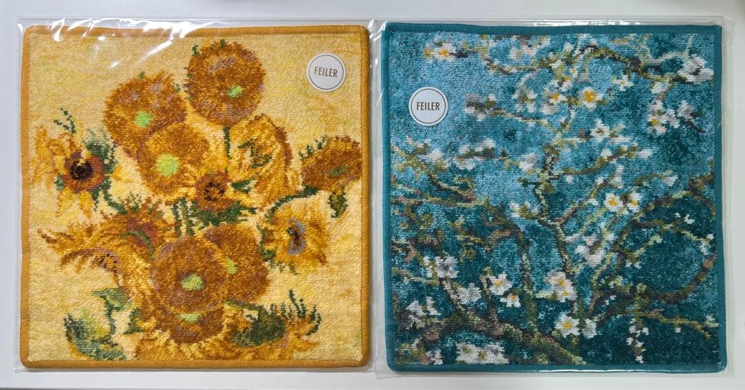 新品 フェイラー ハンカチ ゴッホ サンフラワーズ アーモンド ブロッサム 2枚
