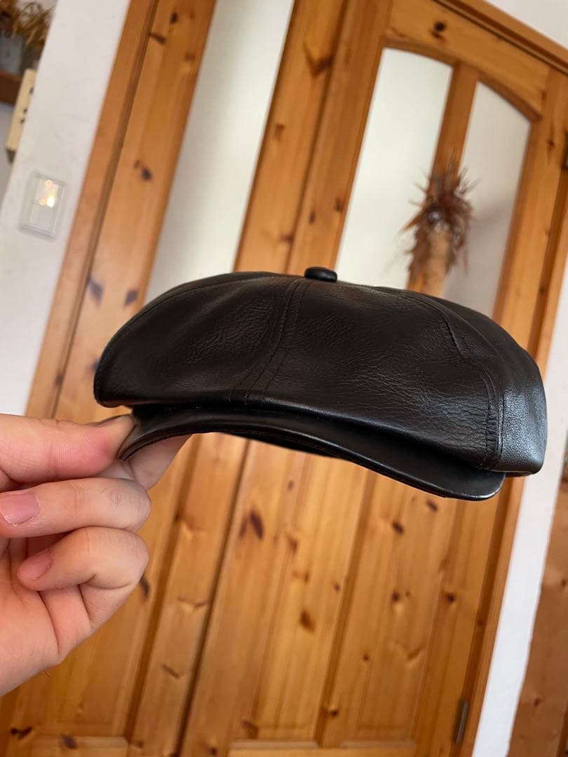 最終値下げ　calee キャスケット　大きめ　レザー　黒　日本製