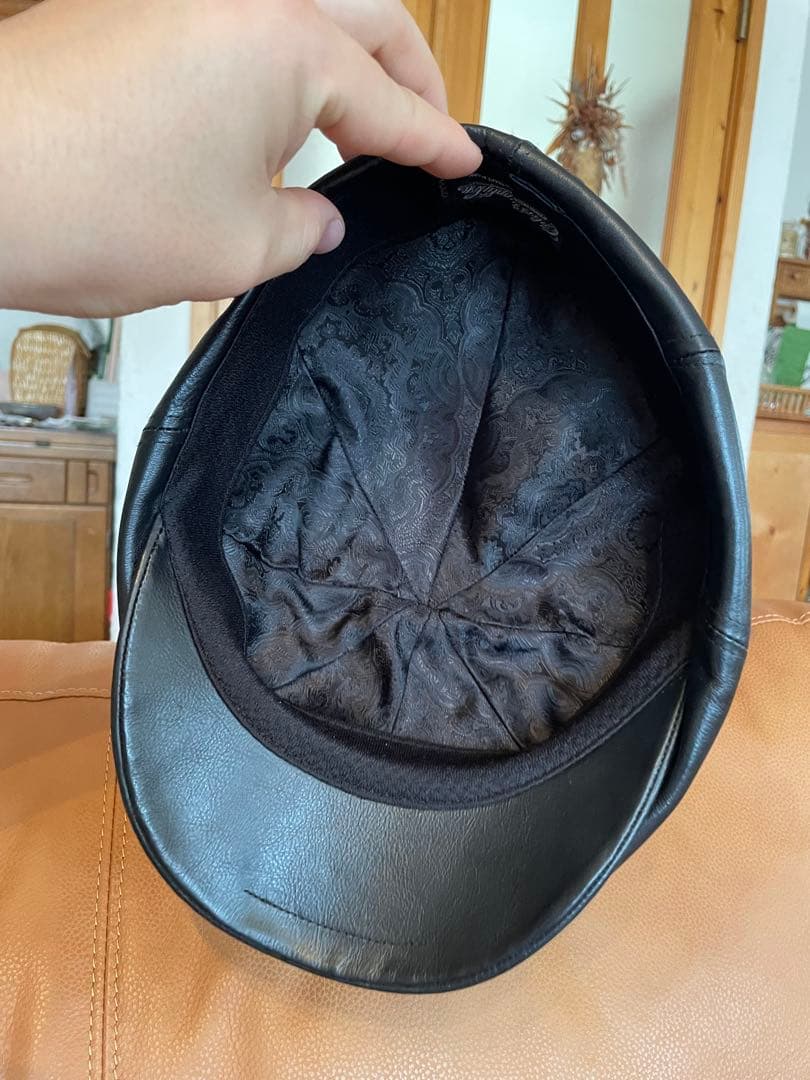 最終値下げ　calee キャスケット　大きめ　レザー　黒　日本製