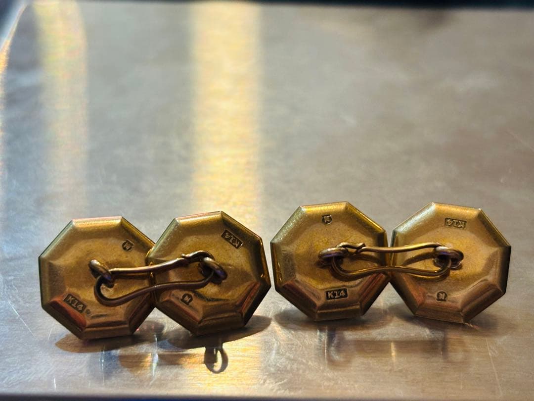 アンティーク ミキモト カブスボタン K14 YG パール シェル