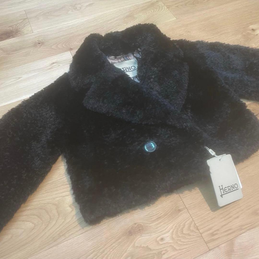 【HERNO】ヘルノ カーリーエコファー ショート ジャケット ブラック 40