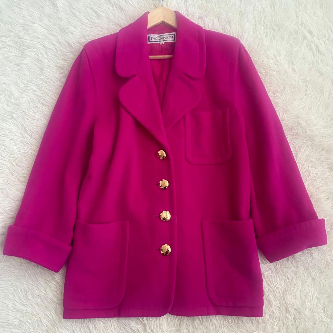 Yves Saint Laurentテーラードジャケット ビビットピンク M