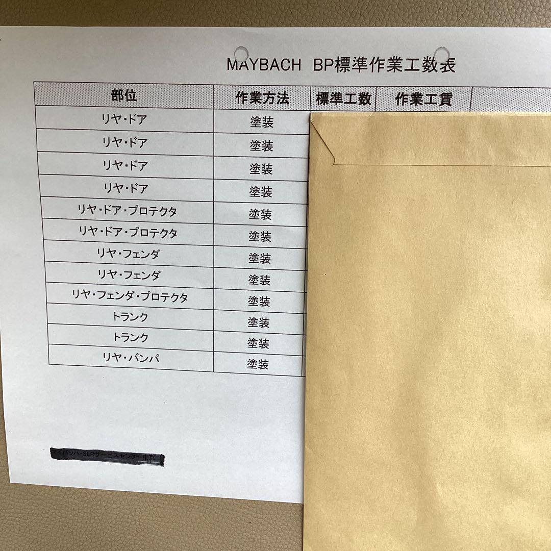 ミッチェル　鈑金見積りガイド　　マイバッハ　MAYBACH 工数表