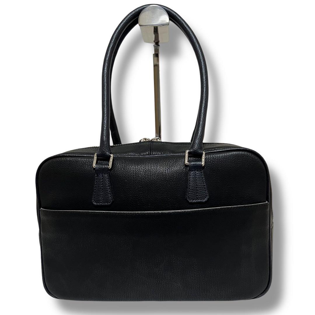 美品 A.D.M.J. ミニボストンバッグ レザー ブラック　パスケース 保存袋