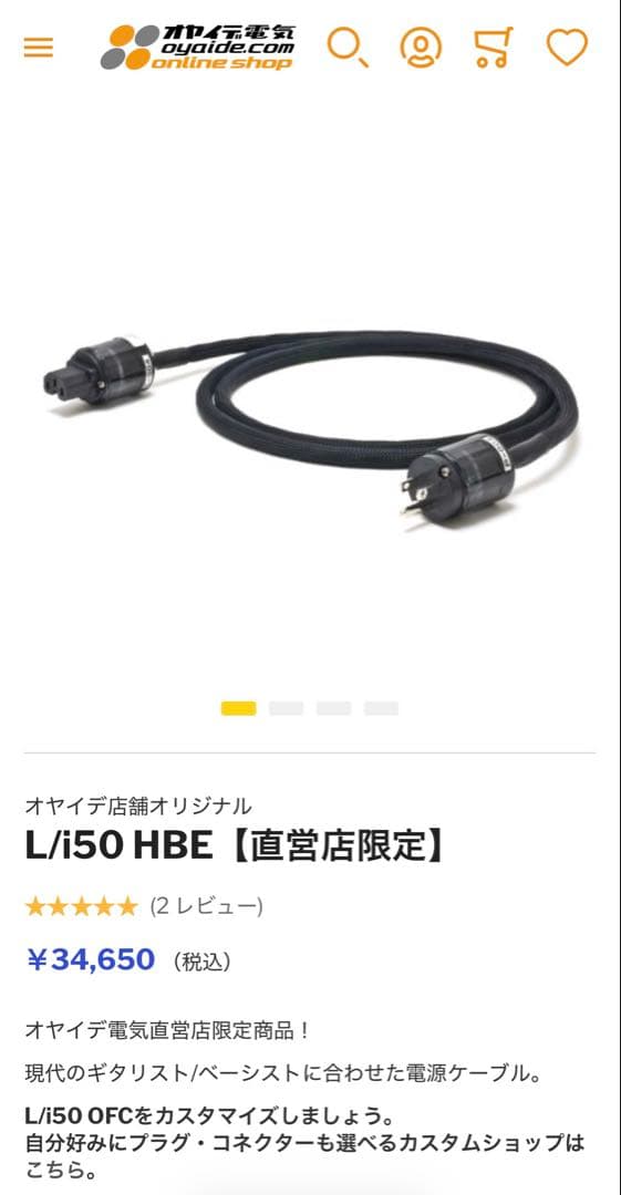 OYAIDE オヤイデ L/i50 HBE 4.8m 電源ケーブル