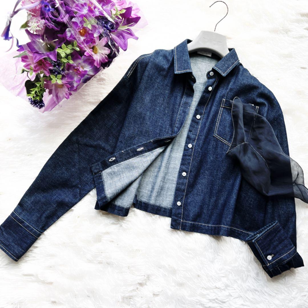 美品　ブルネロクチネリ デニム　ジャケット　スカーフ付　ブルゾン　シルク