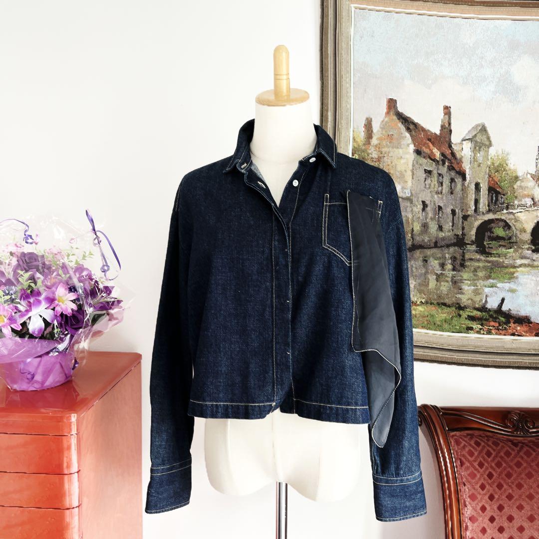 美品　ブルネロクチネリ デニム　ジャケット　スカーフ付　ブルゾン　シルク