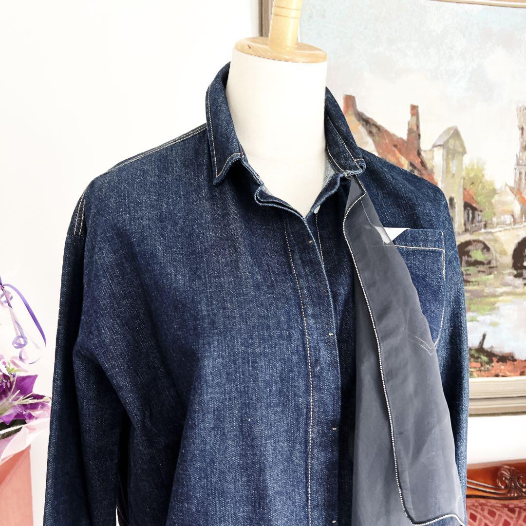 美品　ブルネロクチネリ デニム　ジャケット　スカーフ付　ブルゾン　シルク