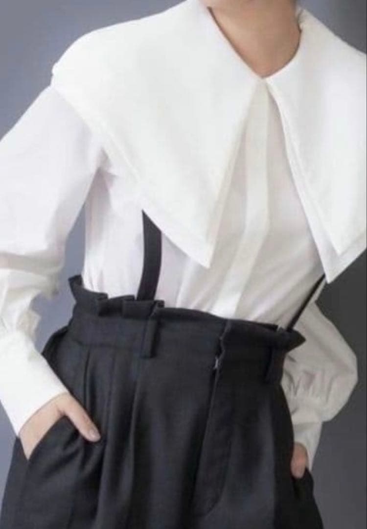 シーニュ　cygne ウエストギャザータックサスペンダーパンツ　ブラック　0