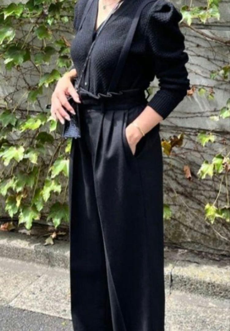 シーニュ　cygne ウエストギャザータックサスペンダーパンツ　ブラック　0