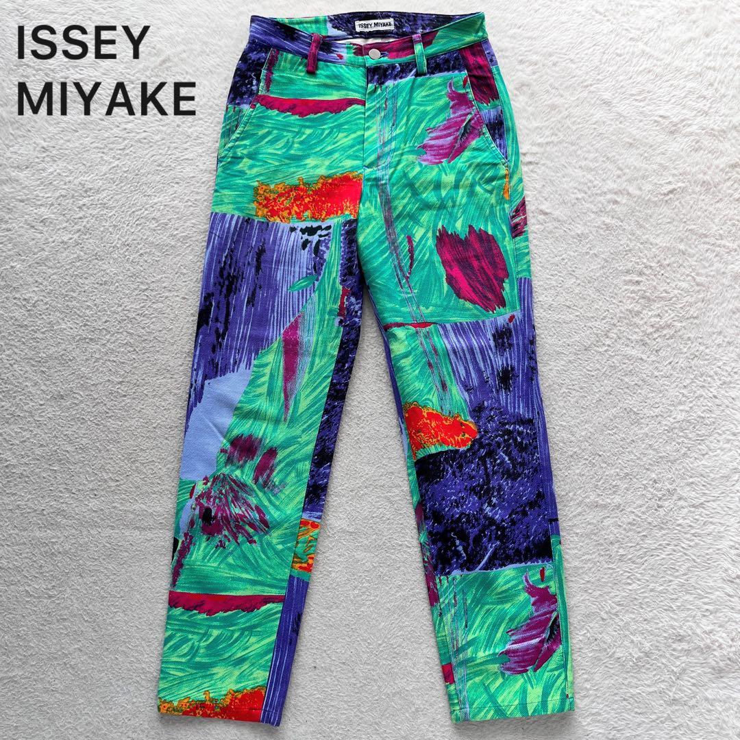 美品✨ISSEI MIYAKE イッセイミヤケ パンツ　総柄　ペイント　カラフル