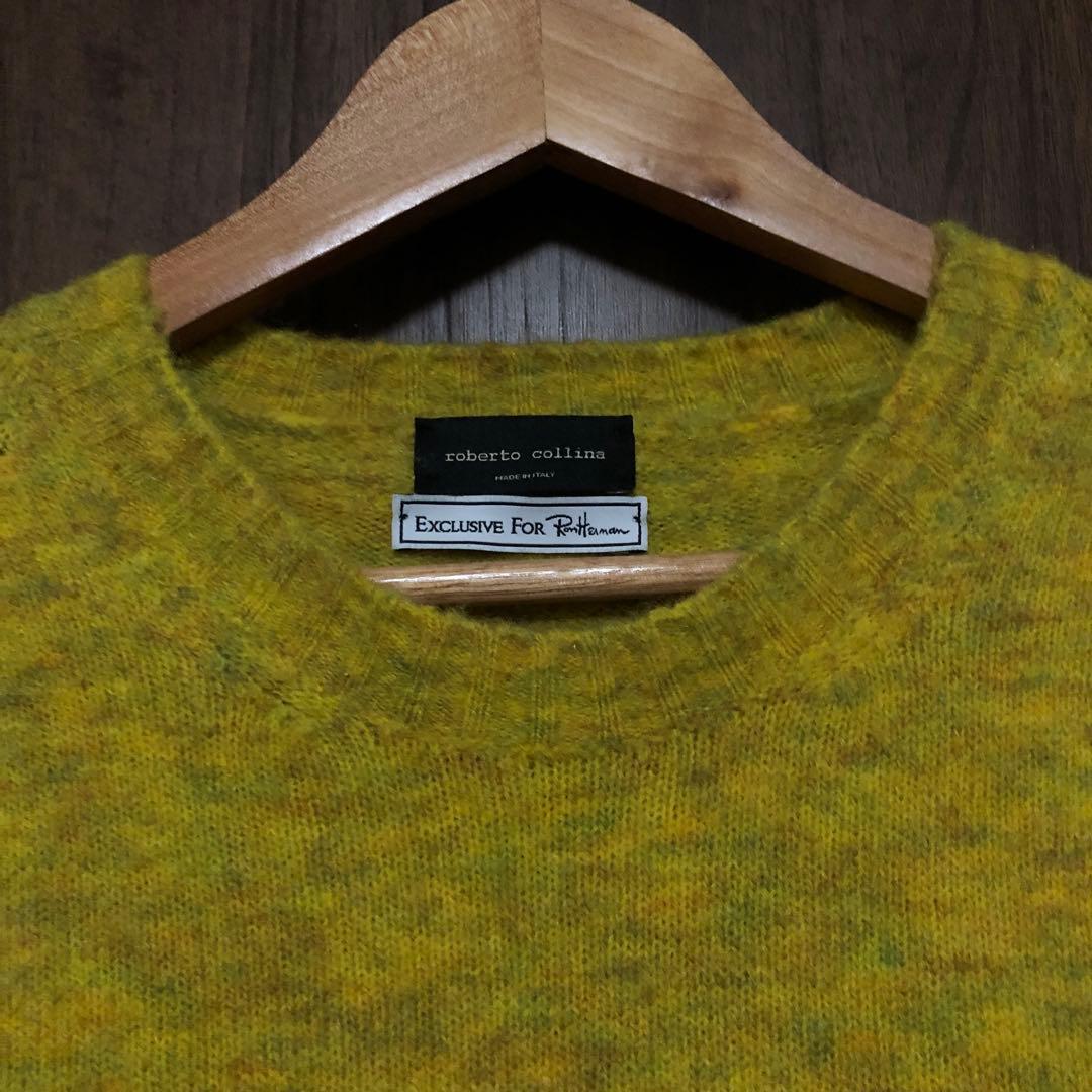 イタリア製 ロベルトコリーナ ロンハーマン サドルショルダーニット M 黄