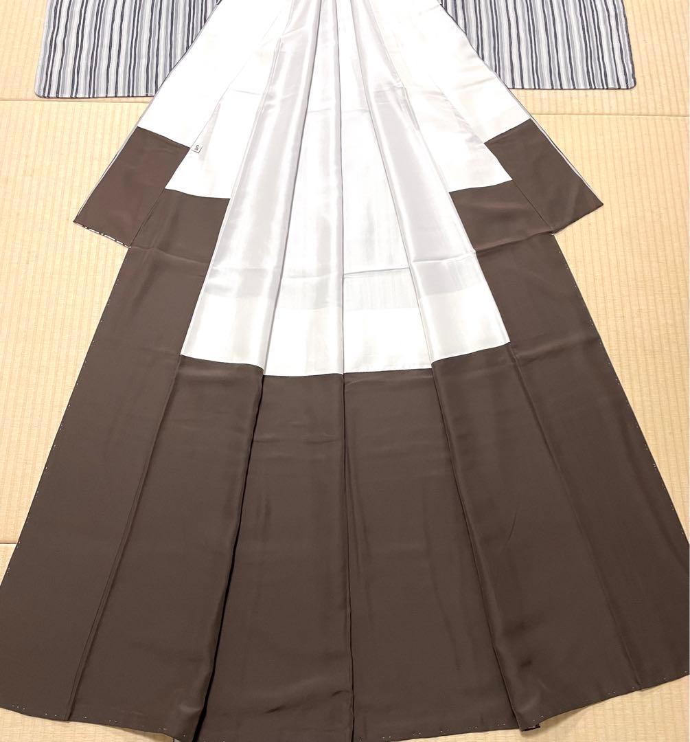 縞の染め グレー系 小紋