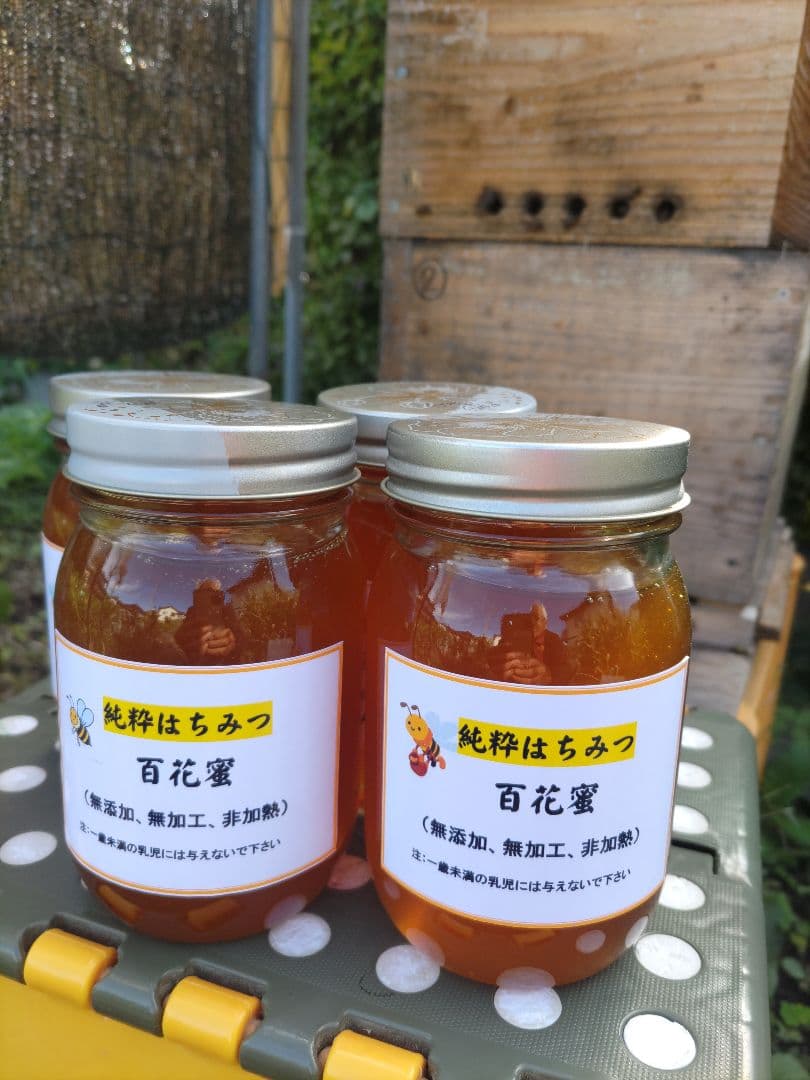 純粋はちみつ　日本蜜蜂の百花蜜　1年熟成　550ｇ✕4本（2.2kg）