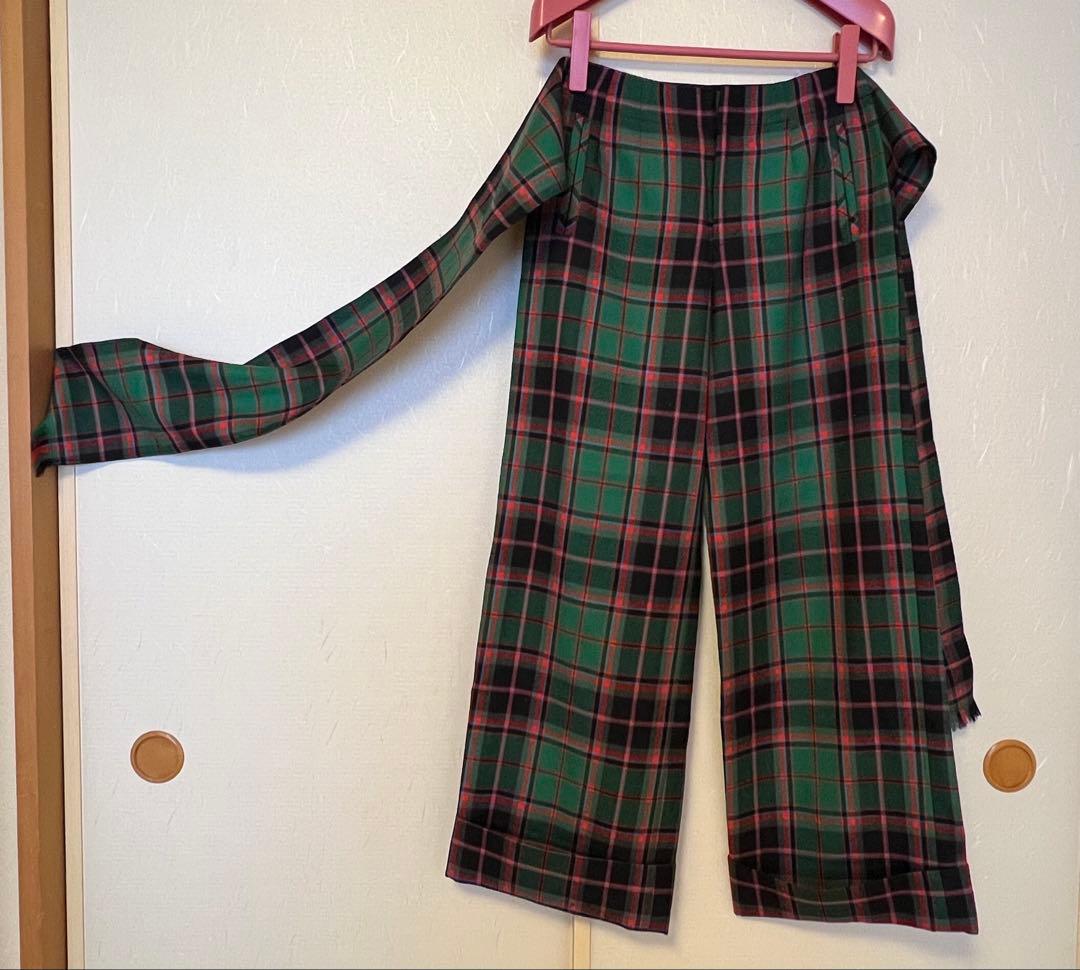 ジェーンマープル　ビスチェ　パンツ　セットアップ　ウール　グリーン　チェック