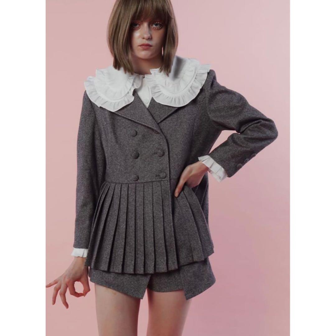 epine プリーツフリルジャケット グレー トップス