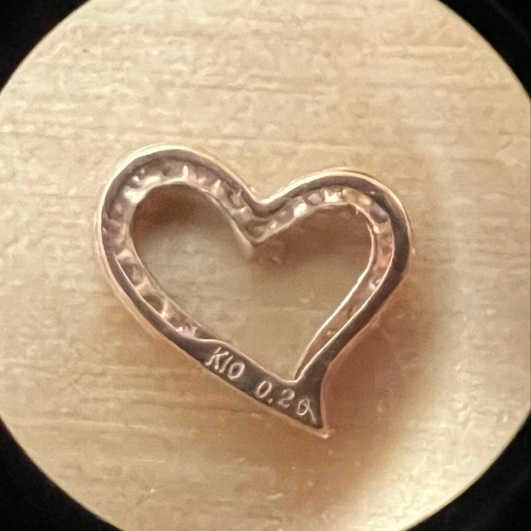 K10 ローズゴールド オープンハート ダイヤ 0.20ct ペンダントトップ