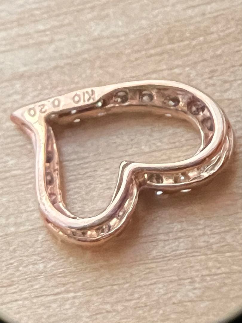 K10 ローズゴールド オープンハート ダイヤ 0.20ct ペンダントトップ