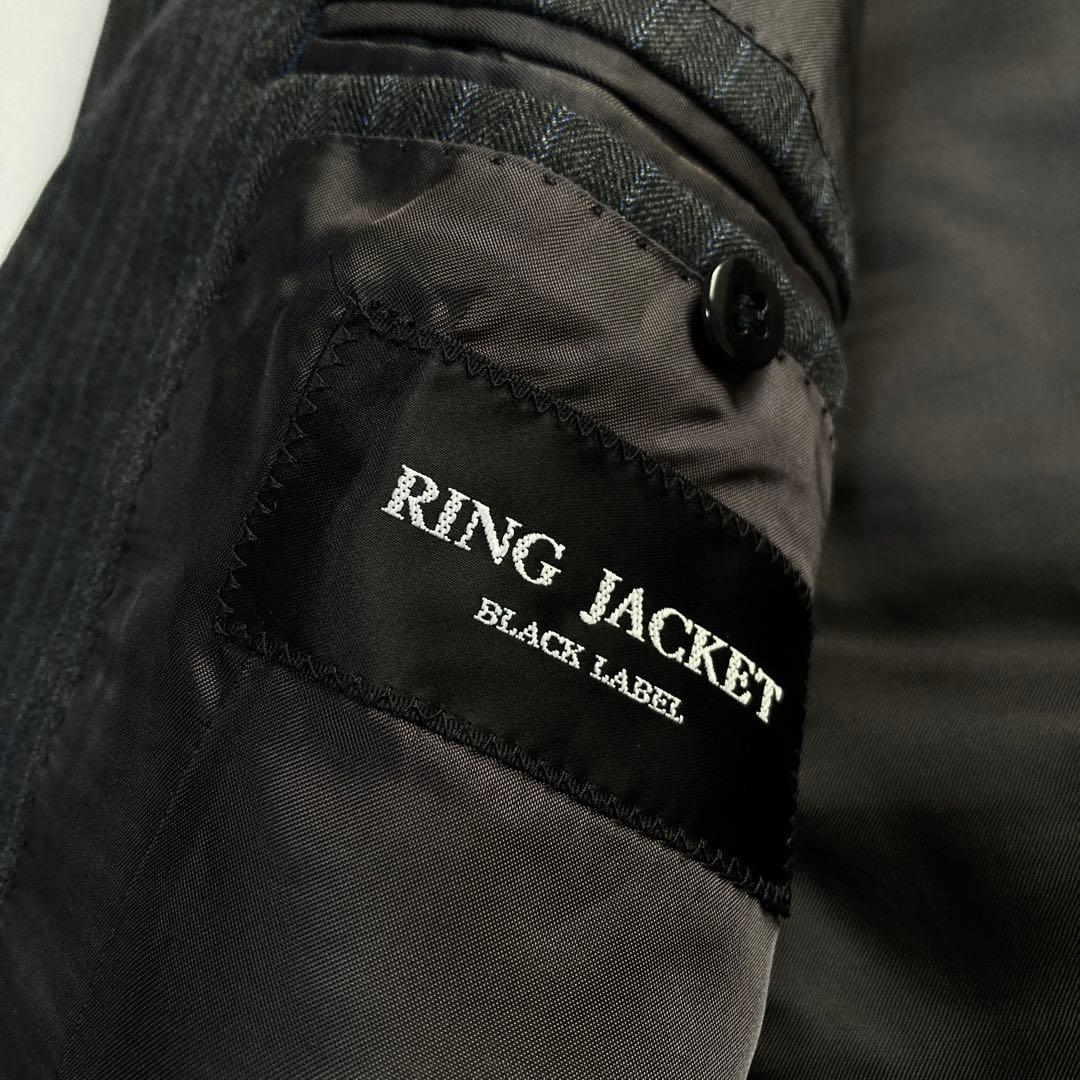 極上 リングジャケット スーツセットアップ ストライプ グレー系 46 M