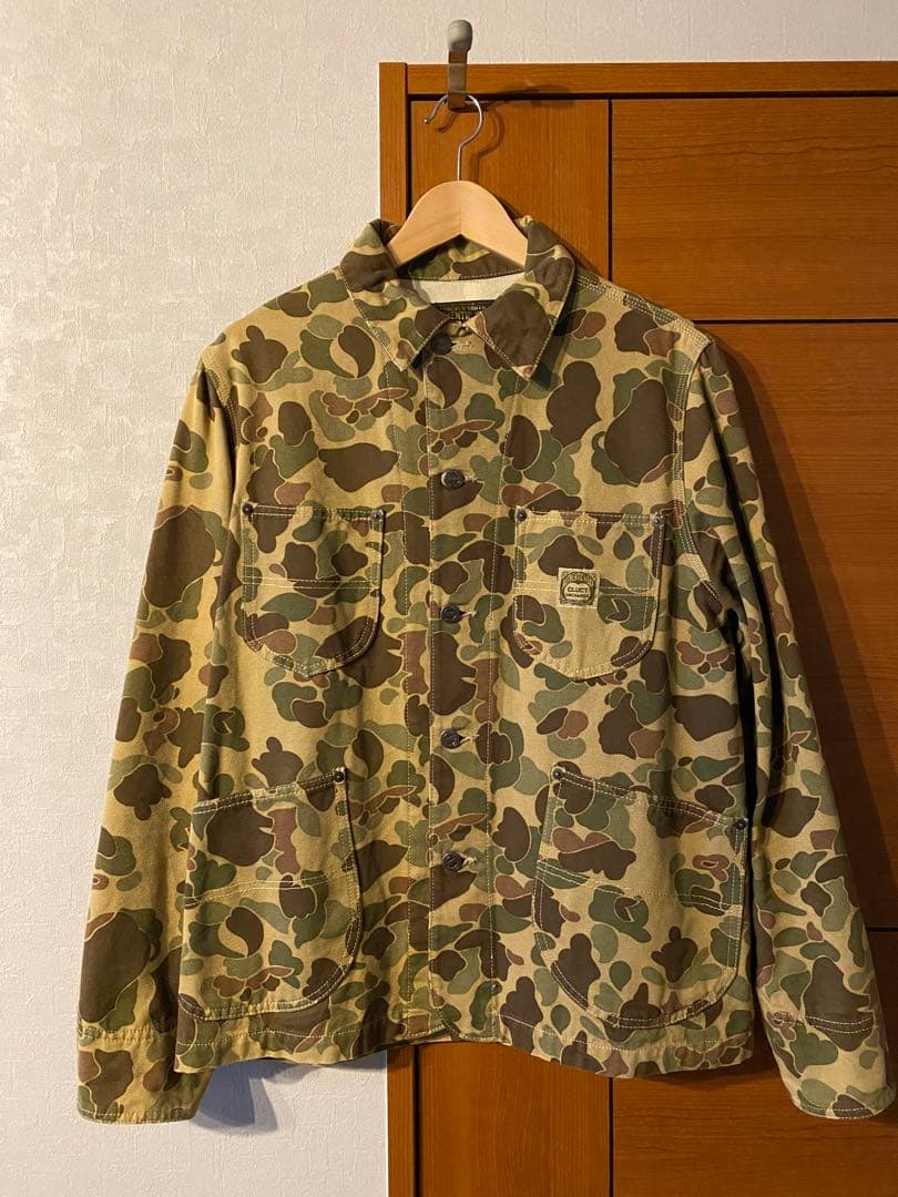 CLUCT カバーオール　カモフラ柄　迷彩　ワークジャケット　Mサイズ。