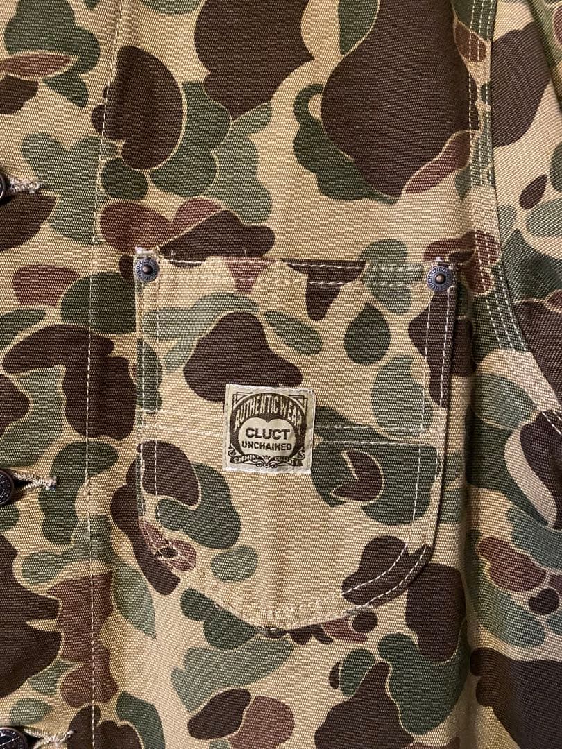 CLUCT カバーオール　カモフラ柄　迷彩　ワークジャケット　Mサイズ。