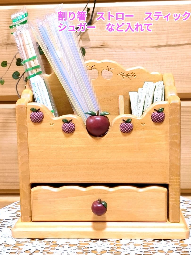 ⭐️アメリカンカントリー雑貨❤️ぷっくりෆりんごෆの多目的スタンド★引き出し付き