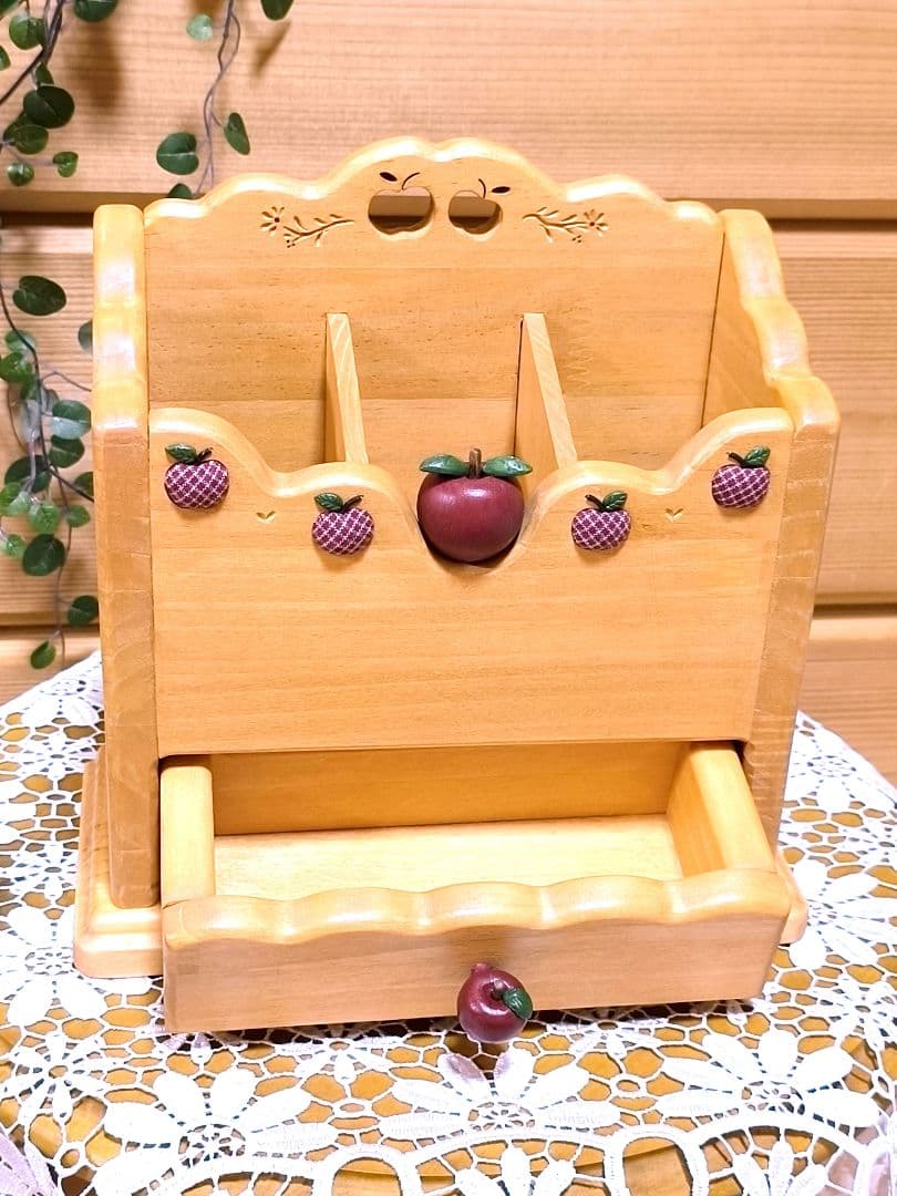 ⭐️アメリカンカントリー雑貨❤️ぷっくりෆりんごෆの多目的スタンド★引き出し付き