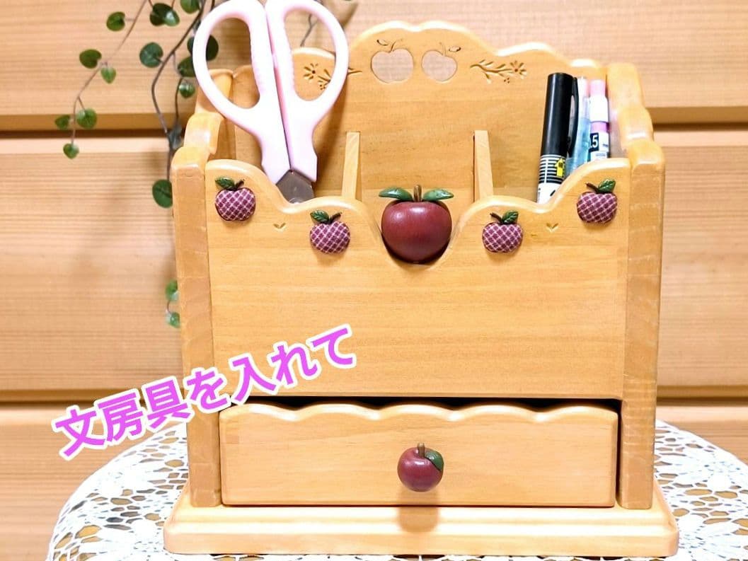 ⭐️アメリカンカントリー雑貨❤️ぷっくりෆりんごෆの多目的スタンド★引き出し付き