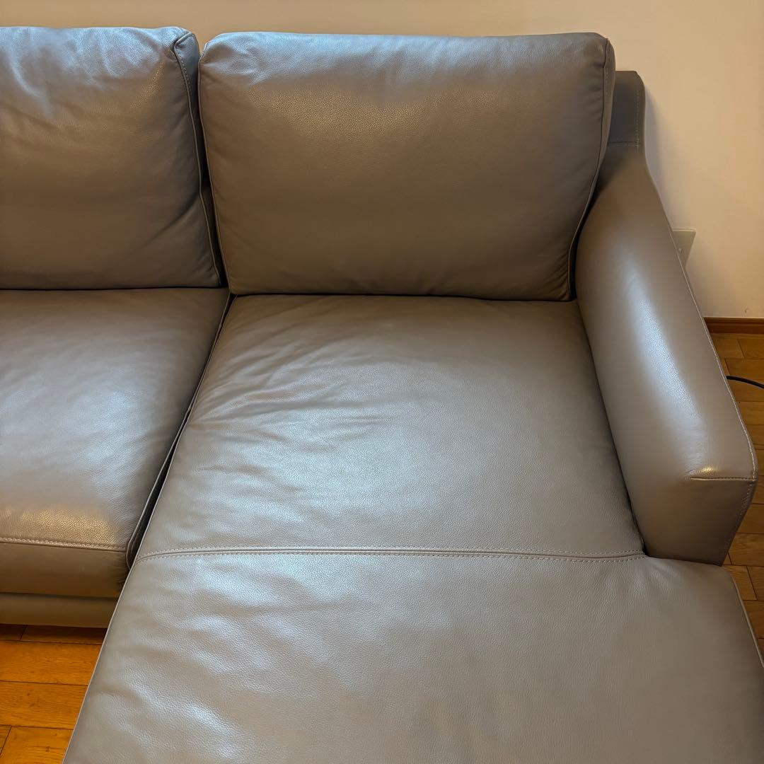 ACTUS 本革カウチソファ（five by five S5507 ）グレー